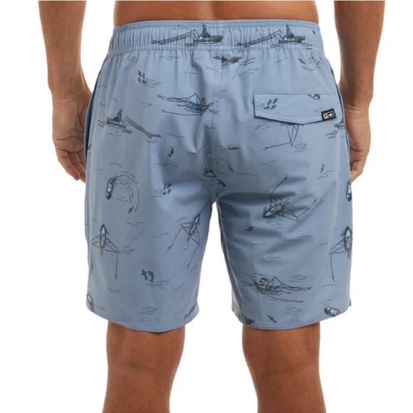 Pelagic Slate The Dockside Trollin Gamefish Elastic Waist Shorts 18" Size S - Picture 2 of 8